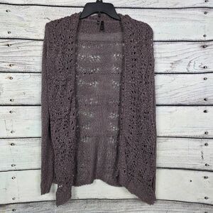 Maurices M Brown Open Knit Long Sleeve Cardigan
